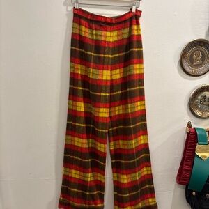 1970s Plaid Wide Leg Knit Pants OOAK